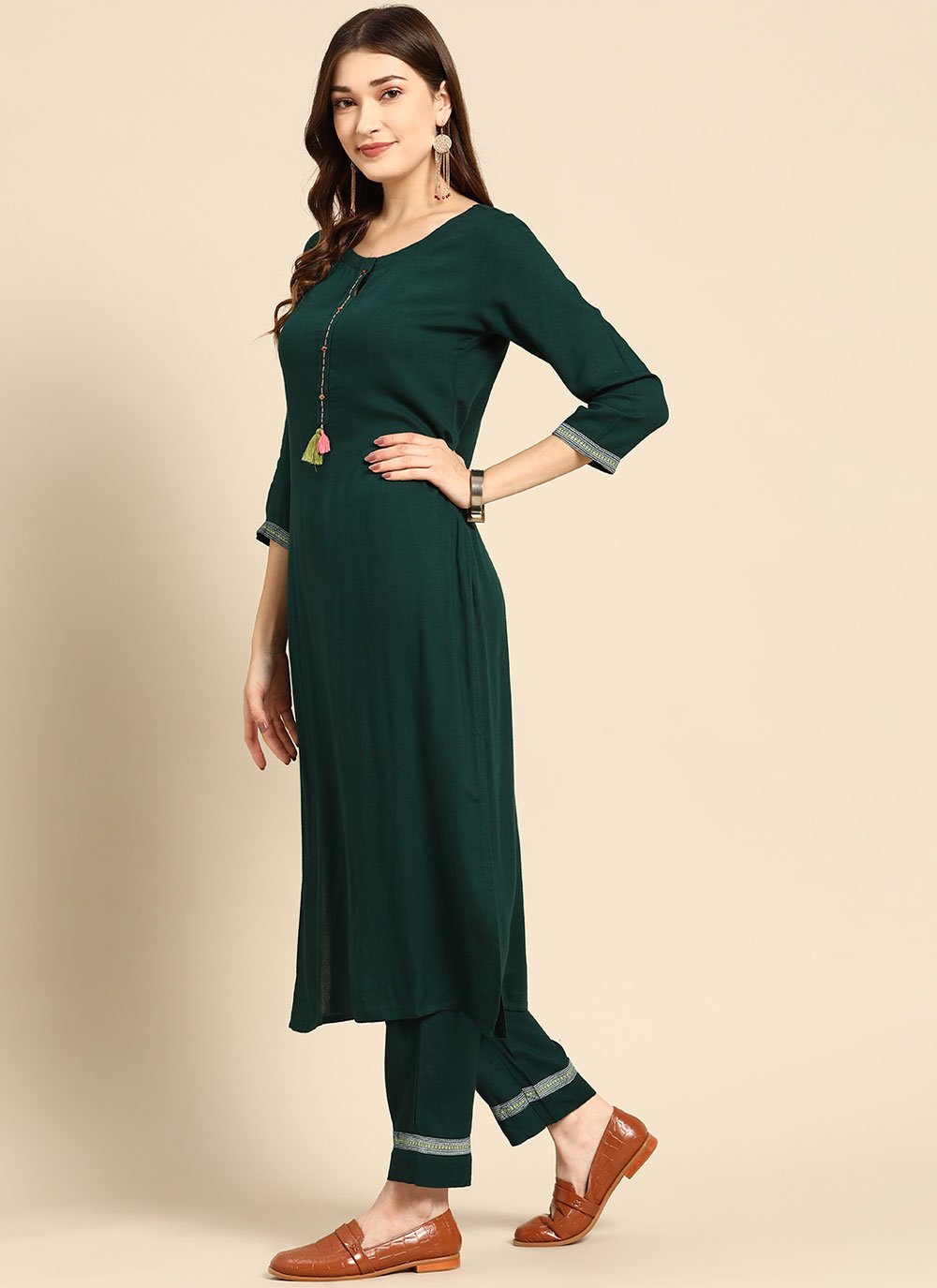 Casual Kurti Rayon Green Plain Kurtis