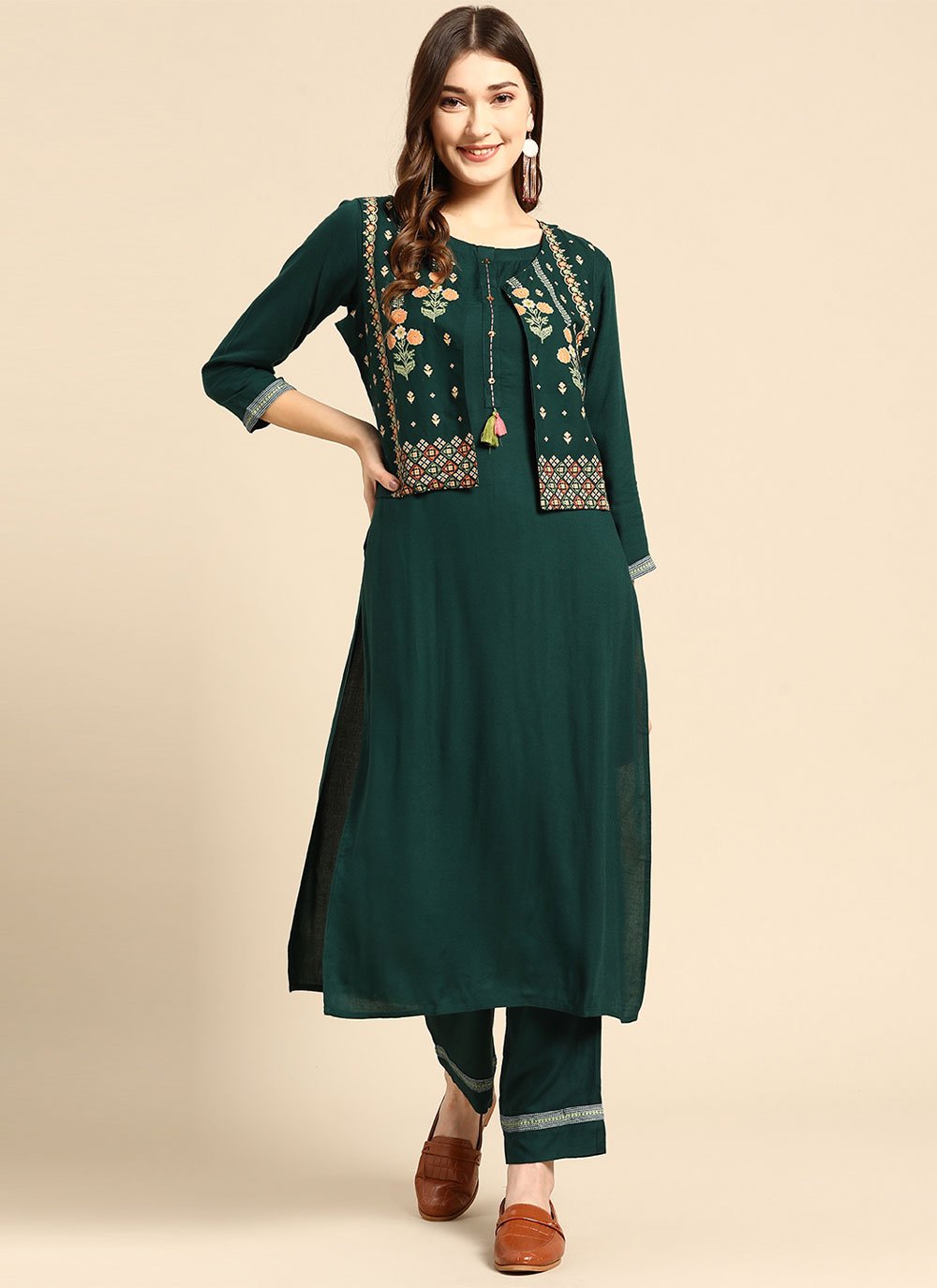 Casual Kurti Rayon Green Plain Kurtis