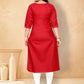 Casual Kurti Cotton Red Plain Kurtis