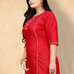 Casual Kurti Cotton Red Plain Kurtis