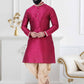 Dhoti Kurta Silk Red Plain Mens