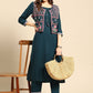 Party Wear Kurti Rayon Teal Plain Kurtis