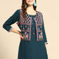 Party Wear Kurti Rayon Teal Plain Kurtis