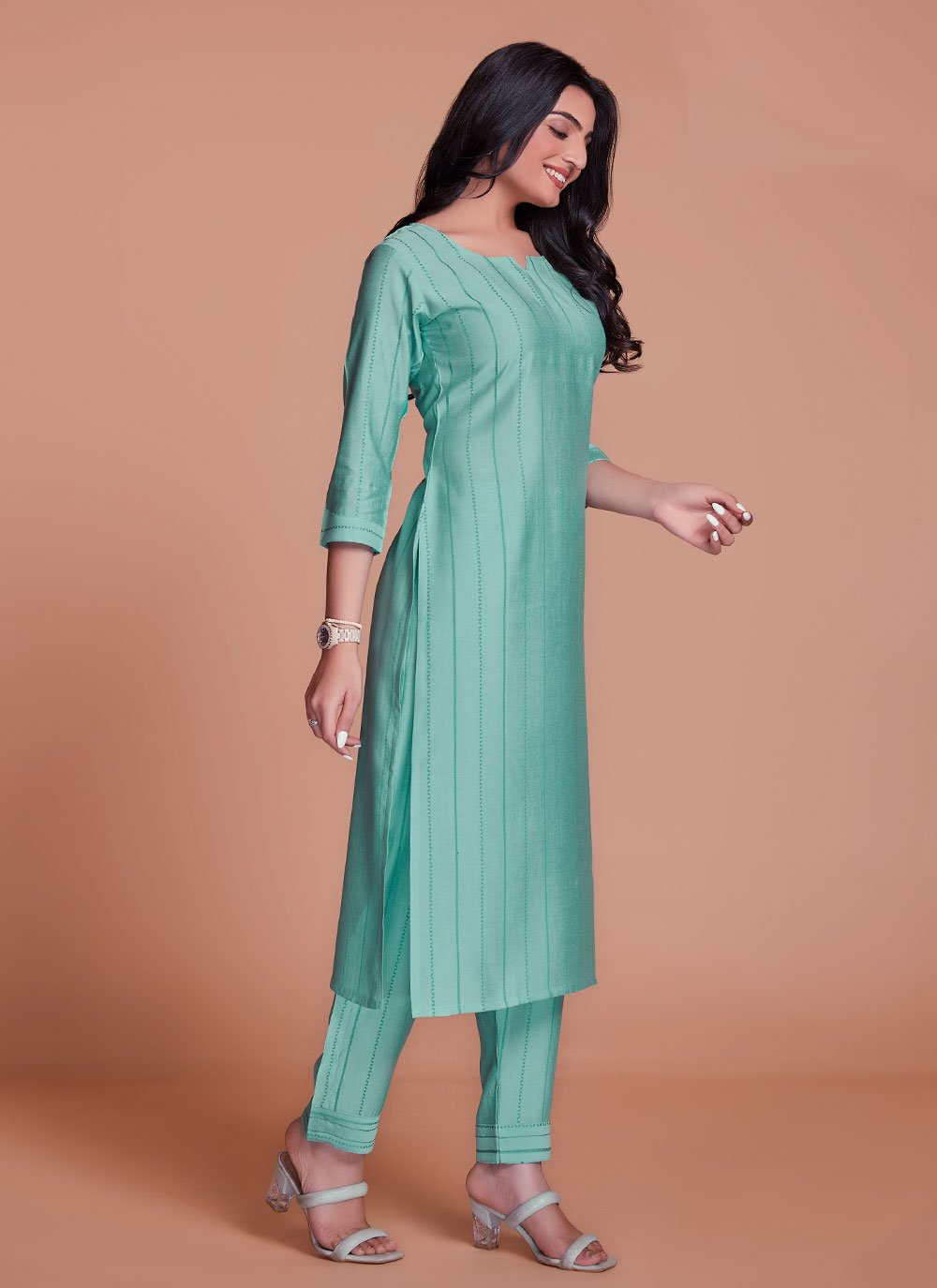 Casual Kurti Viscose Turquoise Plain Kurtis