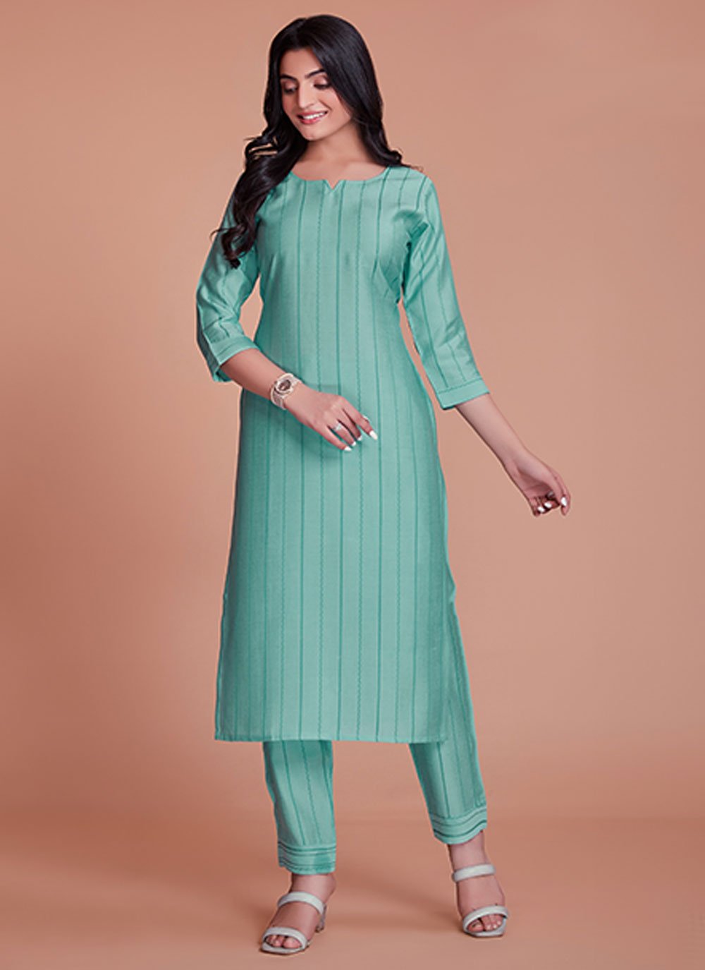 Casual Kurti Viscose Turquoise Plain Kurtis