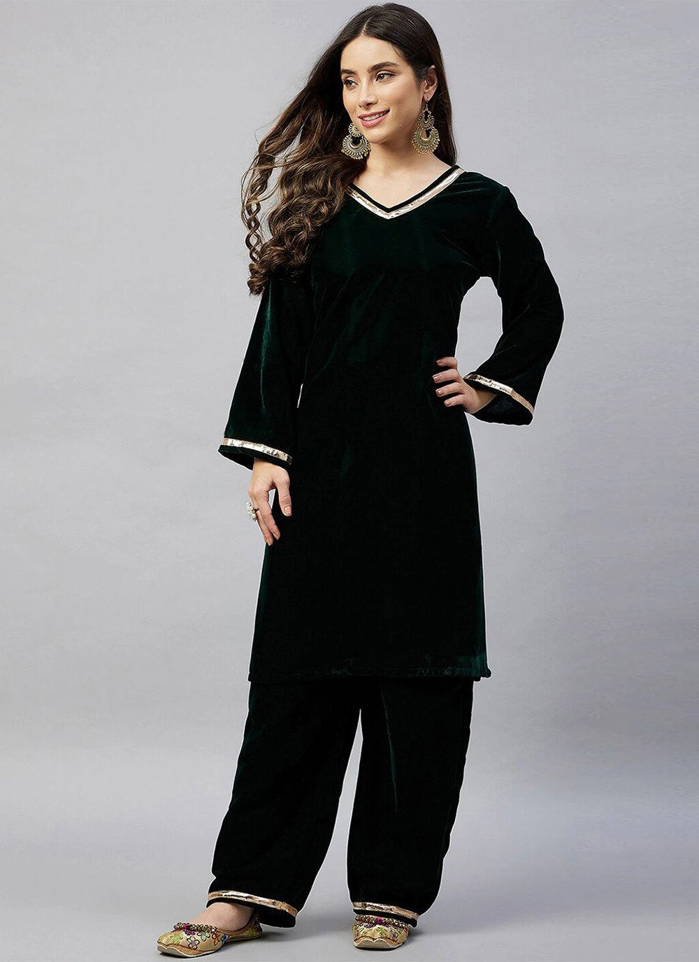 Casual Kurti Velvet Black Plain Kurtis