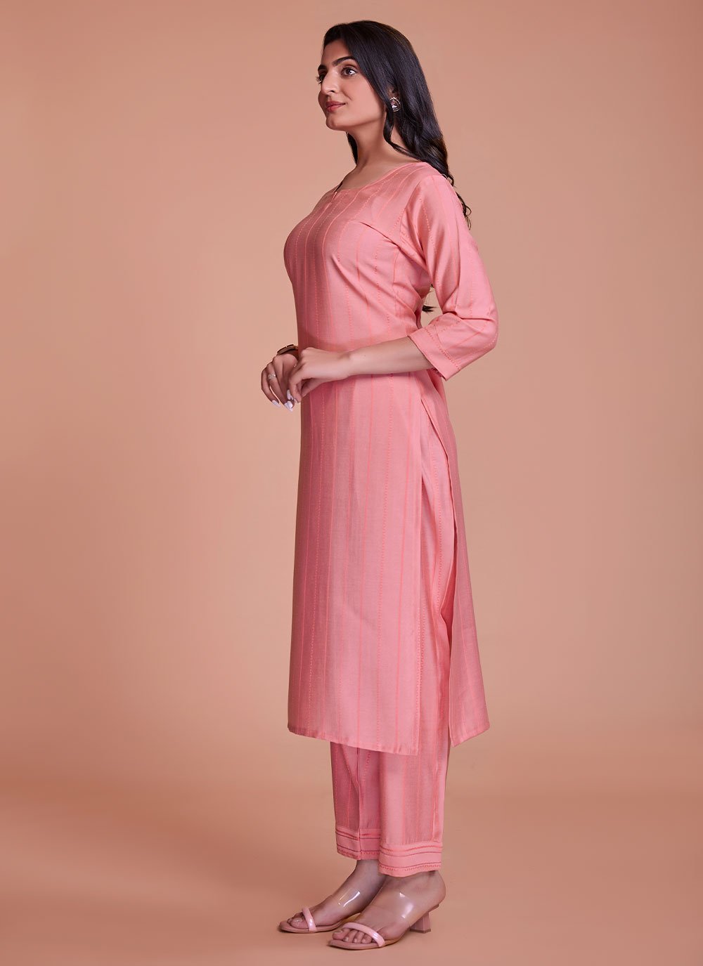 Casual Kurti Viscose Pink Plain Kurtis