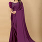 Classic Satin Silk Wine Plain Saree