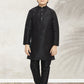 Kurta Pyjama Art Banarasi Silk Black Plain Kids