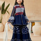 Sharara Set Faux Georgette Blue Polka Dotted Kids