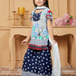 Sharara Set Faux Georgette Blue Grey Polka Dotted Kids