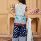 Sharara Set Faux Georgette Blue Grey Polka Dotted Kids