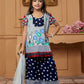 Sharara Set Faux Georgette Blue Grey Polka Dotted Kids