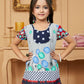 Sharara Set Faux Georgette Blue Grey Polka Dotted Kids