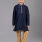 Kurta Pyjama Polly Cotton Blue Fancy Work Kids