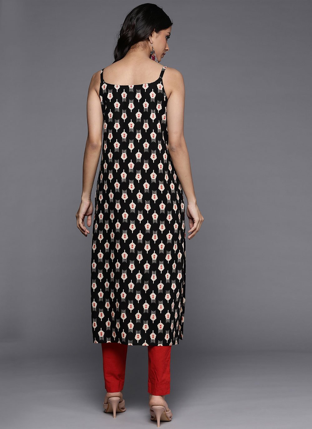 Casual Kurti Poly Cotton Black Print Kurtis