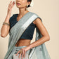 Classic Poly Cotton Blue Embroidered Saree