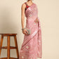 Traditional Saree Poly Cotton Pink Embroidered Saree