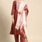 Salwar Suit Poly Cotton Rust Embroidered Salwar Kameez