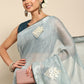 Trendy Saree Poly Cotton Blue Embroidered Saree