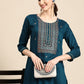 Designer Kurti Poly Rayon Blue Embroidered Kurtis