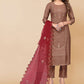 Salwar Suit Poly Rayon Brown Embroidered Salwar Kameez