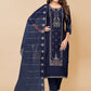 Salwar Suit Poly Rayon Blue Embroidered Salwar Kameez