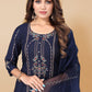 Salwar Suit Poly Rayon Blue Embroidered Salwar Kameez