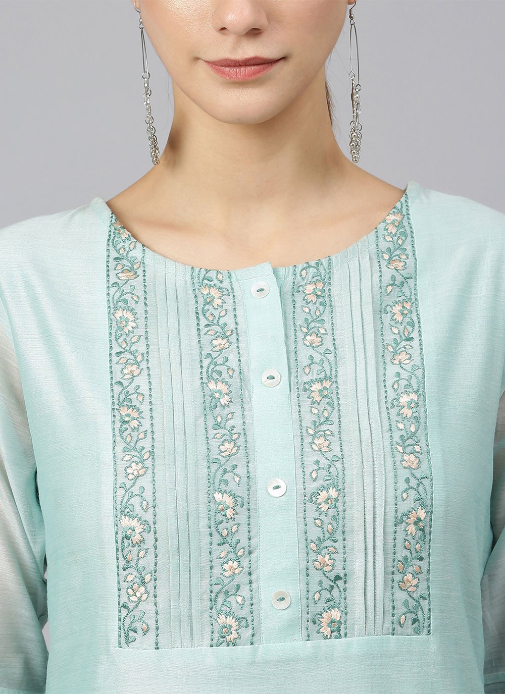 Salwar Suit Poly Silk Aqua Blue Embroidered Salwar Kameez