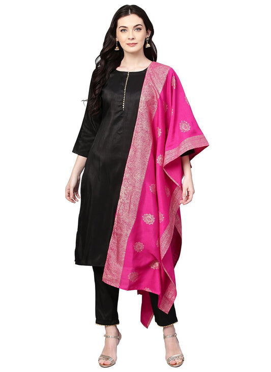 Salwar Suit Poly Silk Black Plain Salwar Kameez