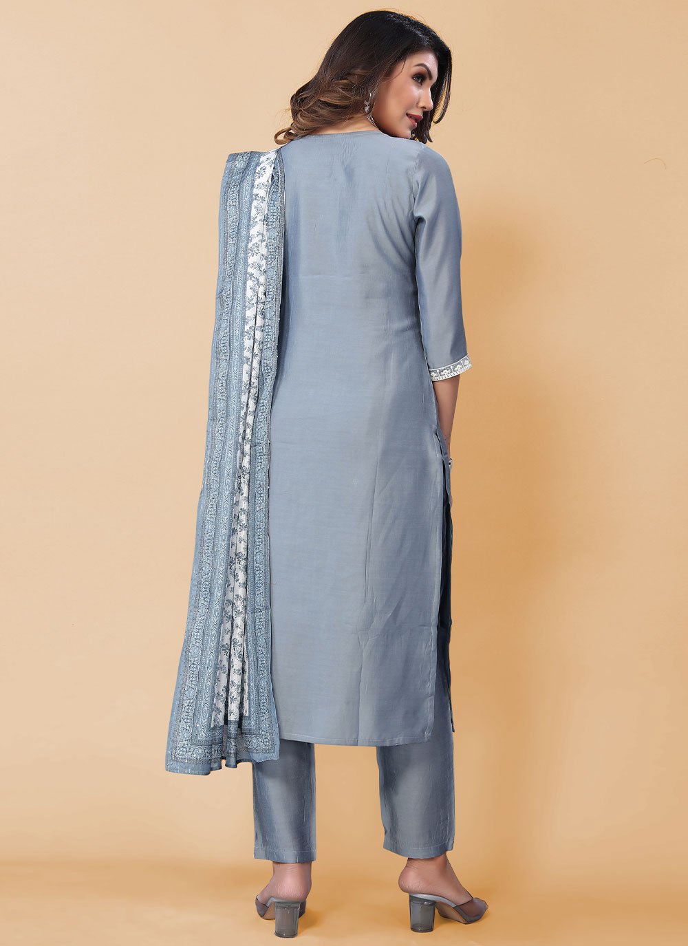 Salwar Suit Poly Silk Blue Embroidered Salwar Kameez