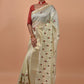 Classic Poly Silk Cream Embroidered Saree