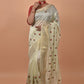 Classic Poly Silk Cream Embroidered Saree