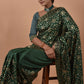 Contemporary Poly Silk Green Foil Print Saree