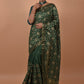 Contemporary Poly Silk Green Foil Print Saree