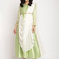 Party Wear Kurti Poly Silk Green Plain Kurtis