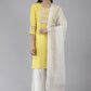 Palazzo Salwar Suit Poly Silk Yellow Embroidered Salwar Kameez