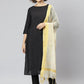 Straight Salwar Suit Poly Silk Black Plain Salwar Kameez
