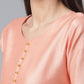 Casual Kurti Poly Silk Peach Plain Kurtis