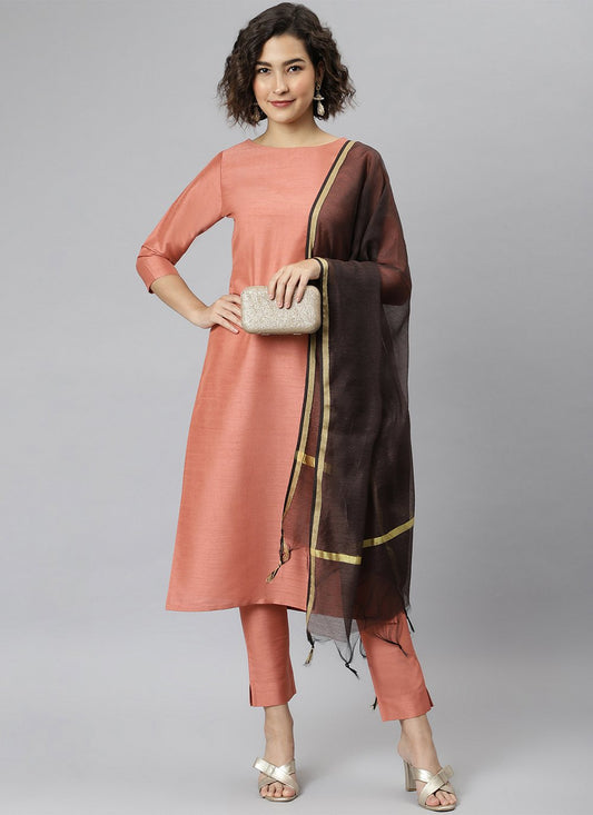 Trendy Suit Poly Silk Pink Plain Salwar Kameez
