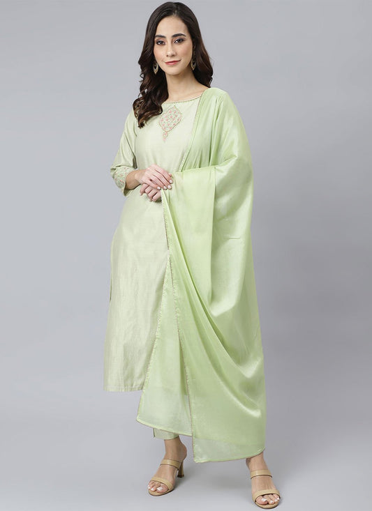 Salwar Suit Poly Silk Sea Green Embroidered Salwar Kameez