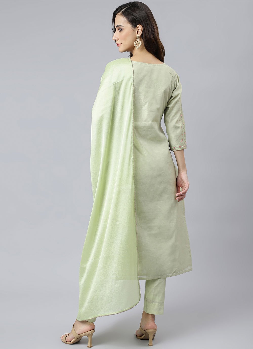 Salwar Suit Poly Silk Sea Green Embroidered Salwar Kameez