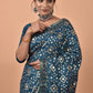 Classic Poly Silk Teal Foil Print Saree