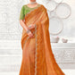 Classic Polyester Orange Digital Print Saree