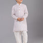 Kurta Pyjama Polyester White Digital Print Kids