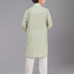 Kurta Pyjama Polyester Green Digital Print Kids