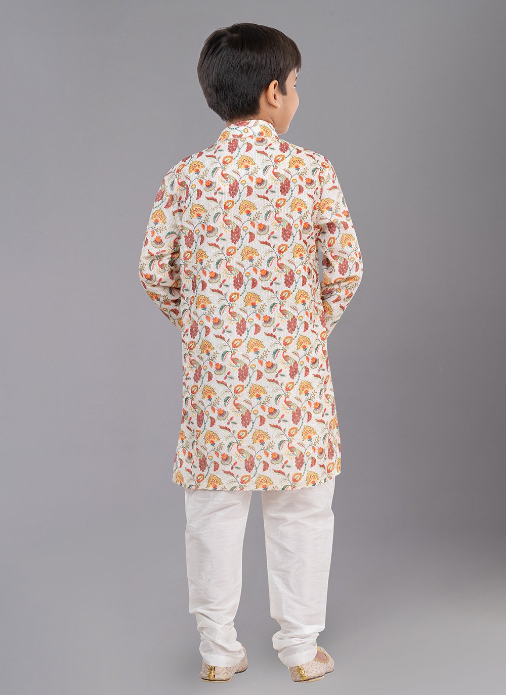 Kurta Pyjama Polyester Off White Digital Print Kids