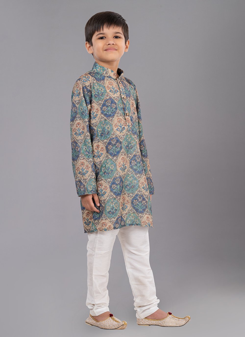 Kurta Pyjama Polyester Multi Colour Digital Print Kids