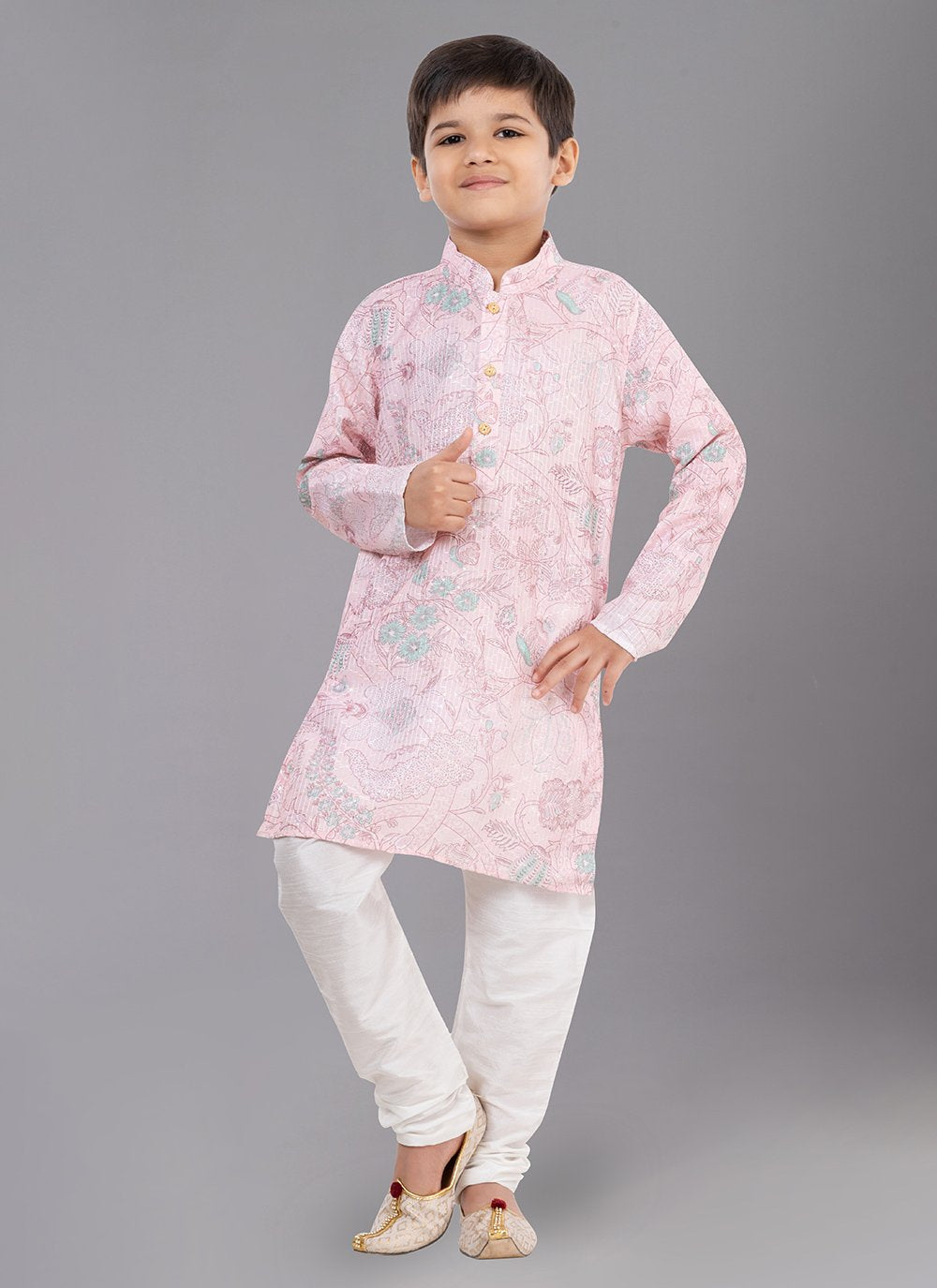 Kurta Pyjama Polyester Pink Digital Print Kids