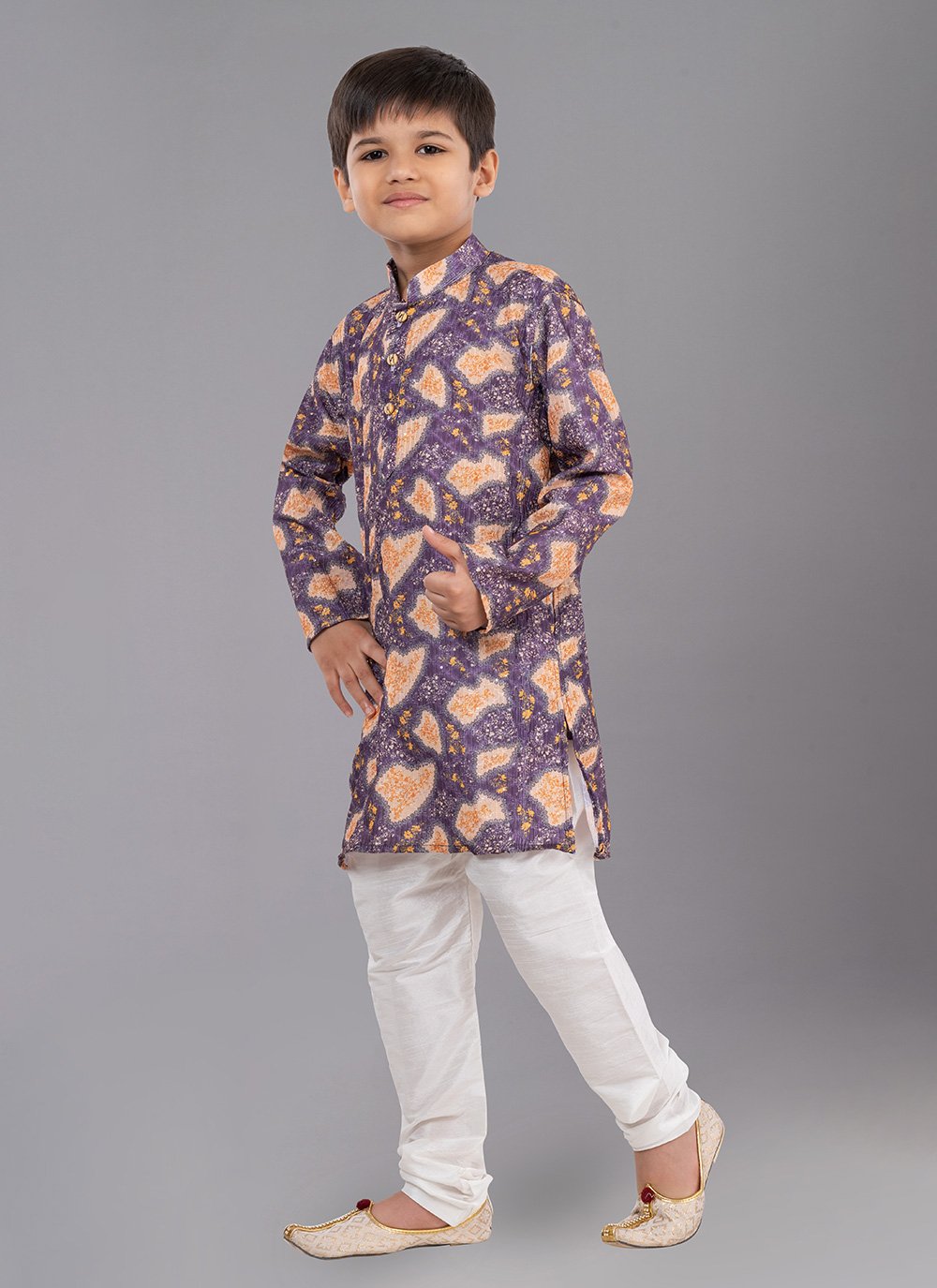 Kurta Pyjama Polyester Purple Digital Print Kids